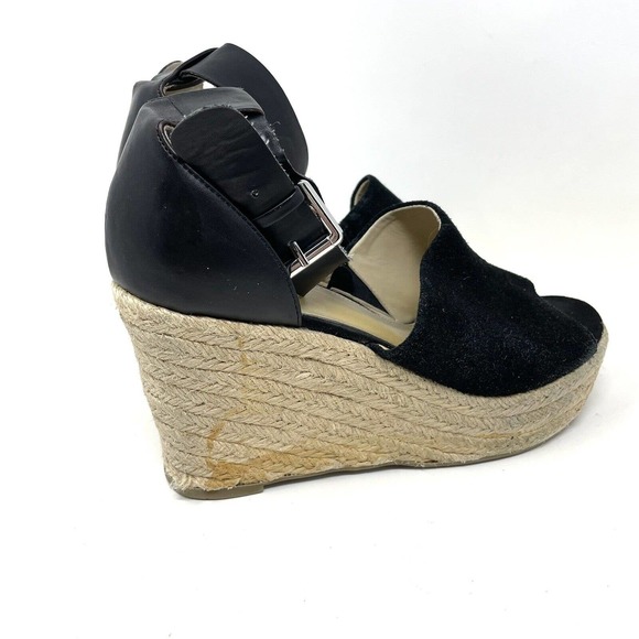 Marc Fisher Cala Wedge Black Suede Platform Espadrille Sandal Women's Size 9M - Picture 4 of 9